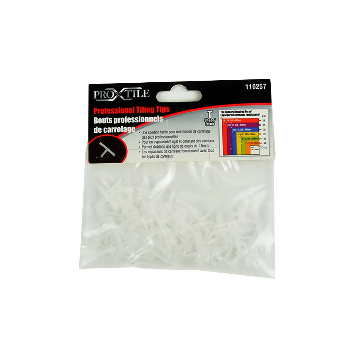 100PQ Croisillons Pour Carreaux Type-T 1.5mm (1/16po) 110257