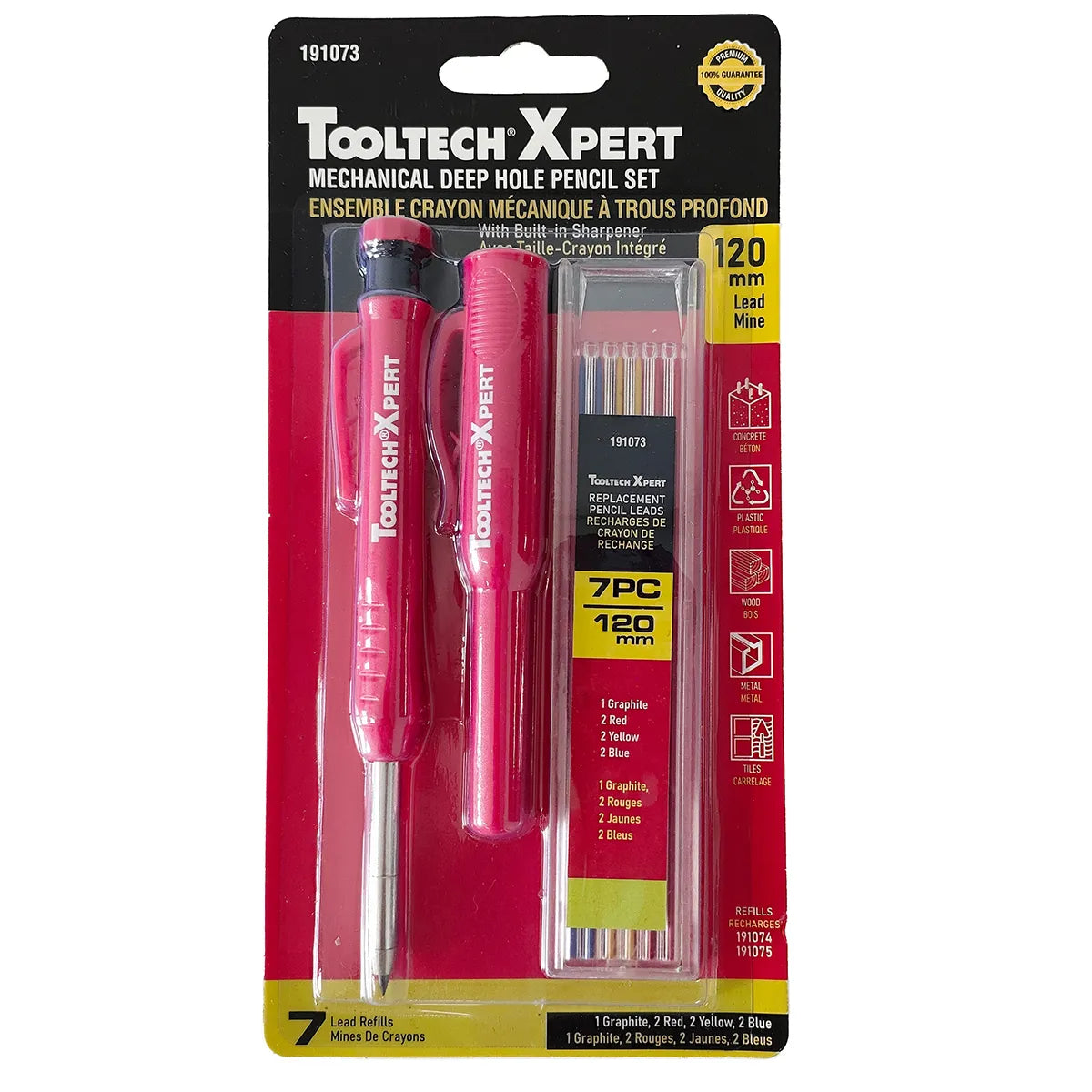 Ensemble De Crayon Mécanique À Trous Profond 6po (152mm) Avec 7 Mines - Tooltech Xpert