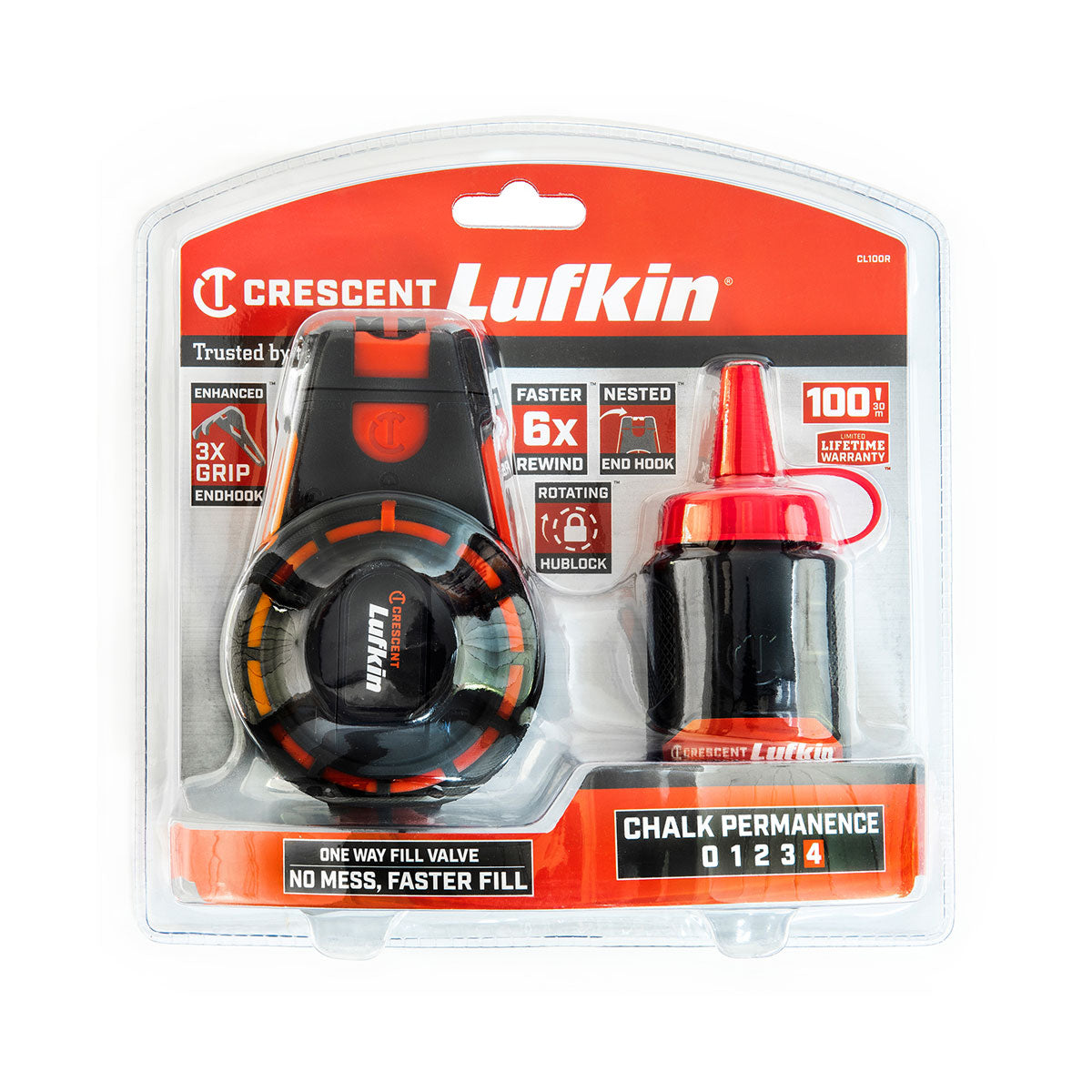 Ligne de craie (chalk line) bobine et craie 100pi Crescent Lufkin 80033659 80033661