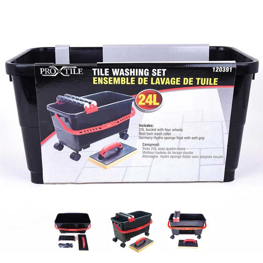 Ensemble de nettoyage de coulis (seau, rouleau, taloche éponge) Tooltech 120391