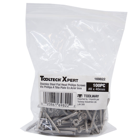 Vis en acier inoxydable pour panneau de mousse XPS #8 x 40mm (100) Tooltech Xpert